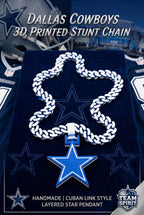 Dallas Football Stunt Chain | NFL 34" Cuban Link Necklace with Big Star Pendant
