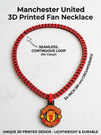 Manchester United Fan Necklace | 3D Printed Oversized Man Utd Crest Pendant & 34" Chain | Red Devils EPL Matchday Gear | Football Fan Gift