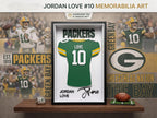 Jordan Love 3D Jersey Shadow Box | Green Bay Packers NFL Football Wall Art & Desk Decor | Back to School College Dorm Gift for Sports Fans