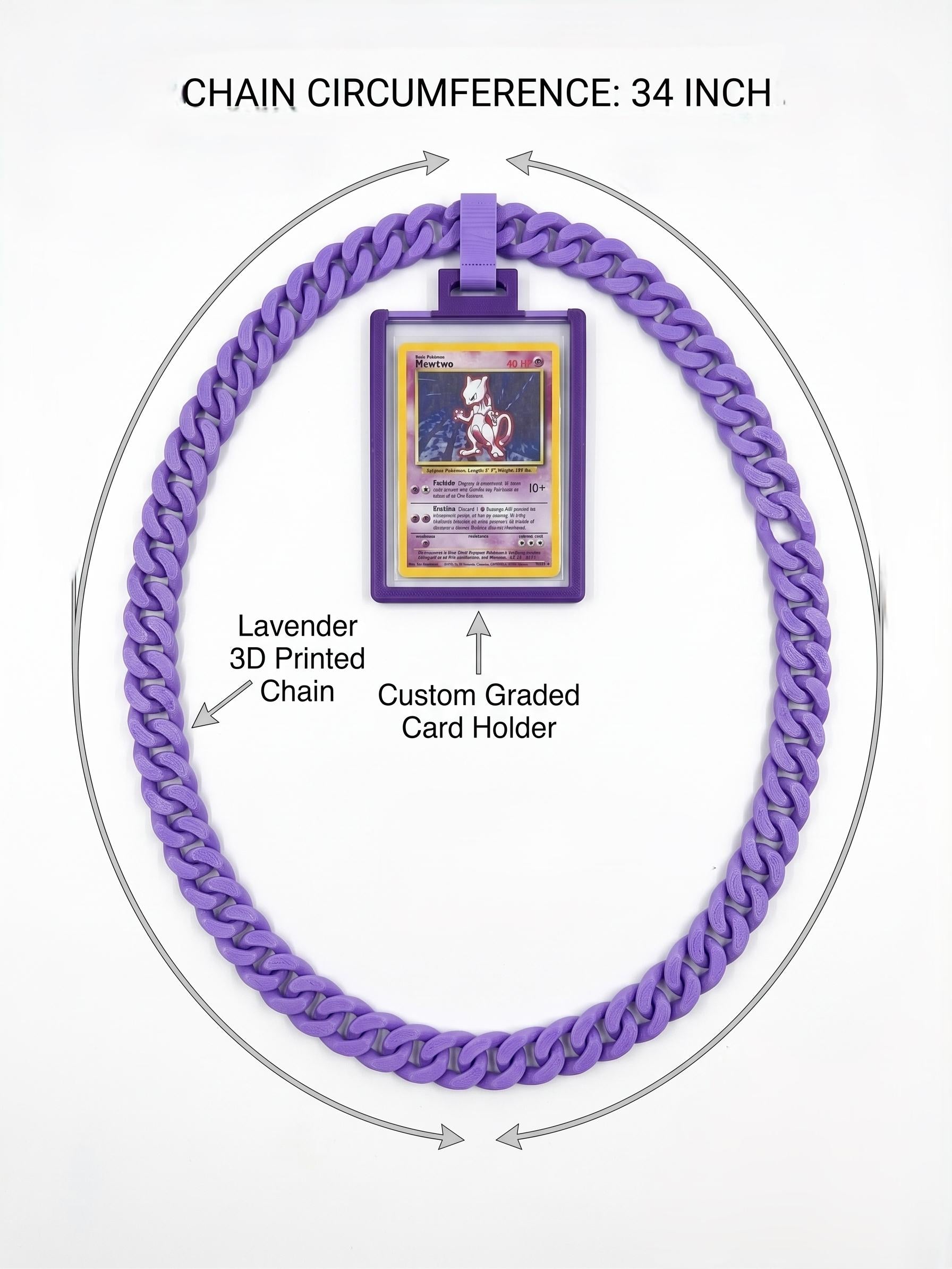 Custom Slab Necklace | PSA, BGS, CGC, Tag, Top Loader Card Holder Chain | Custom Color Trading Card Show Display for Pokémon & Sports Cards