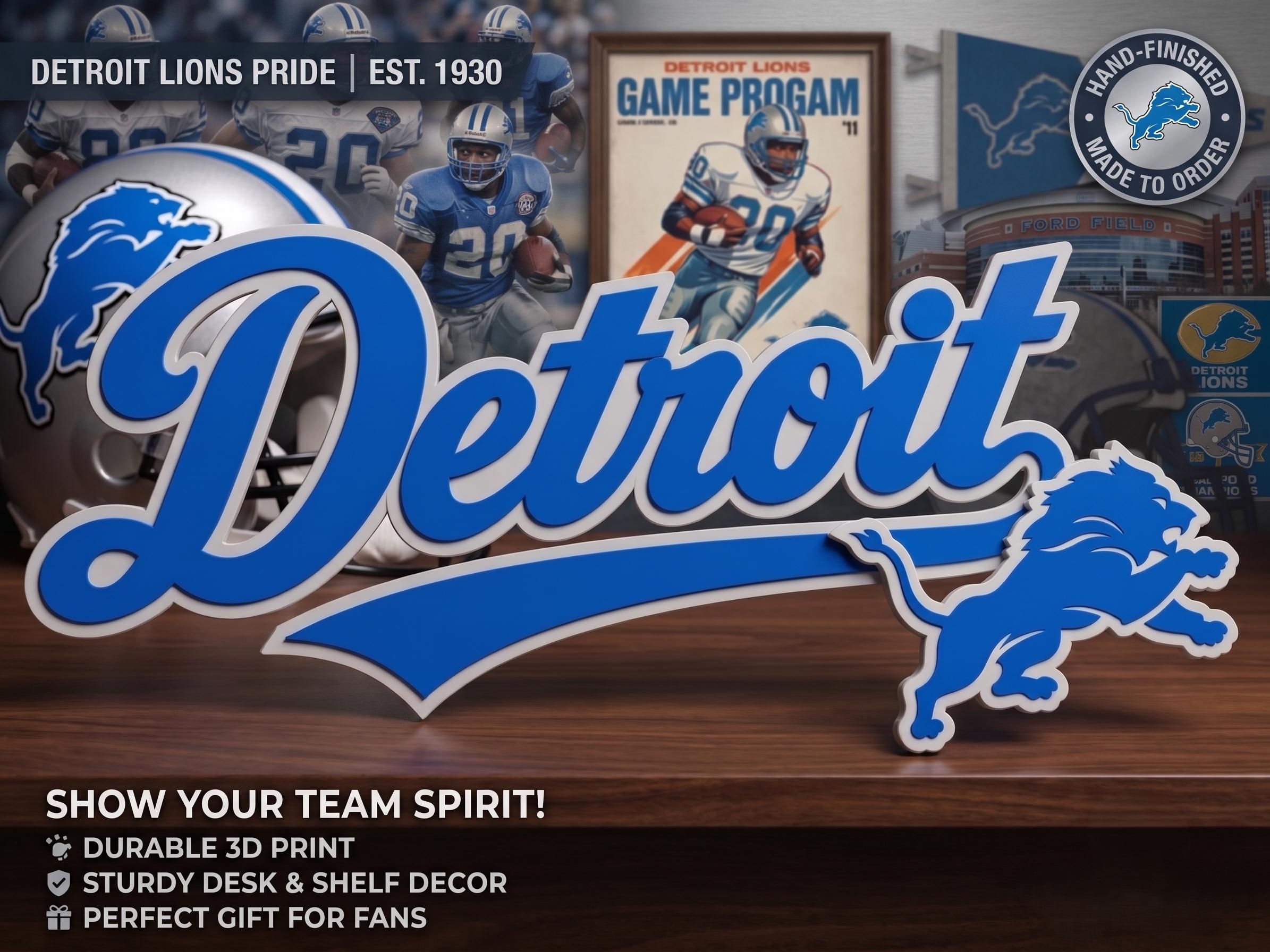 Detroit Lions Desk Sign | NFL Football Shelf Decor