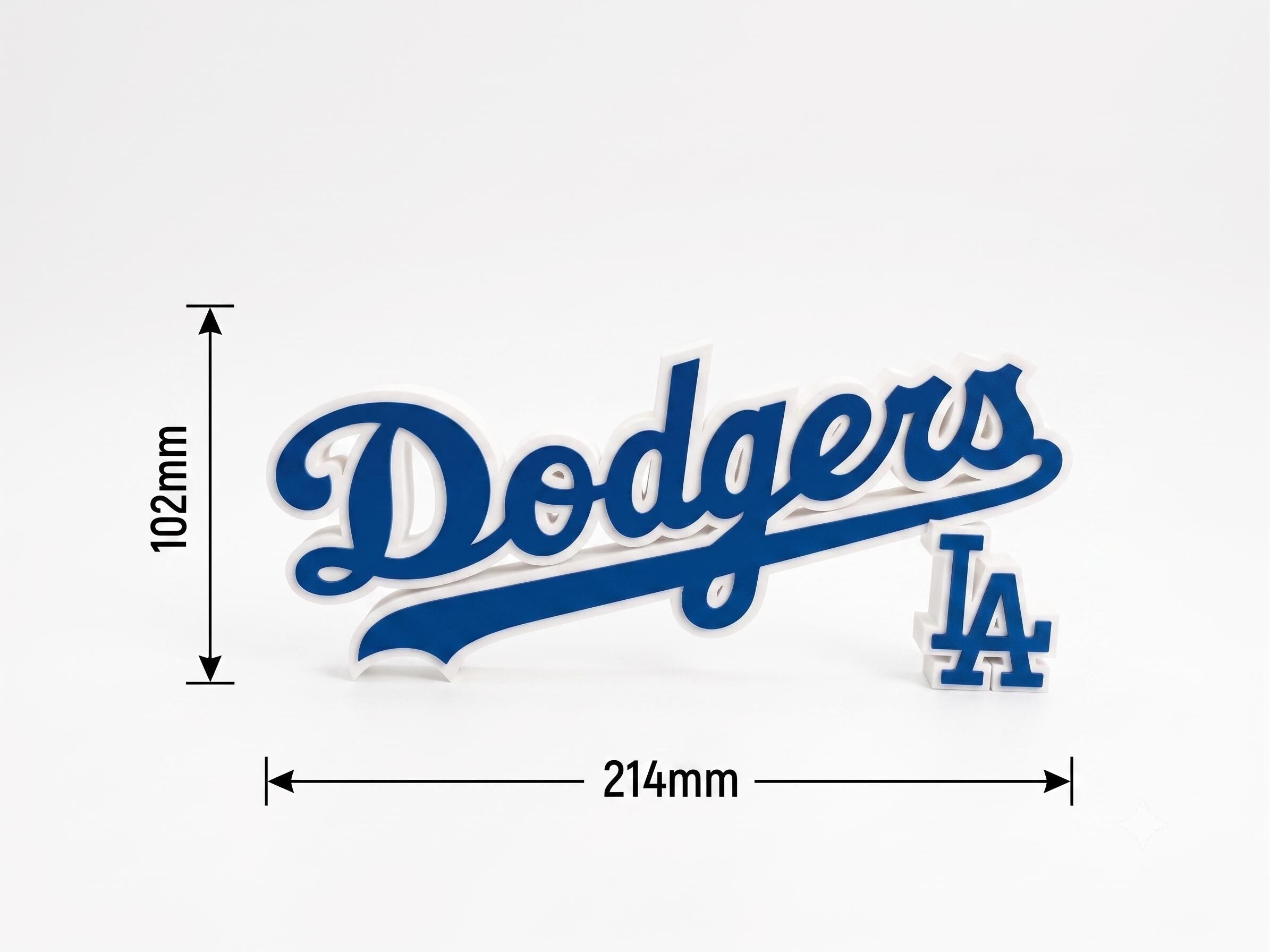 LA Dodgers 3D Printed Desk & Shelf Decor | MLB Baseball Fan Gift | Los Angeles Sports Sign for Office, Man Cave, or Bedroom