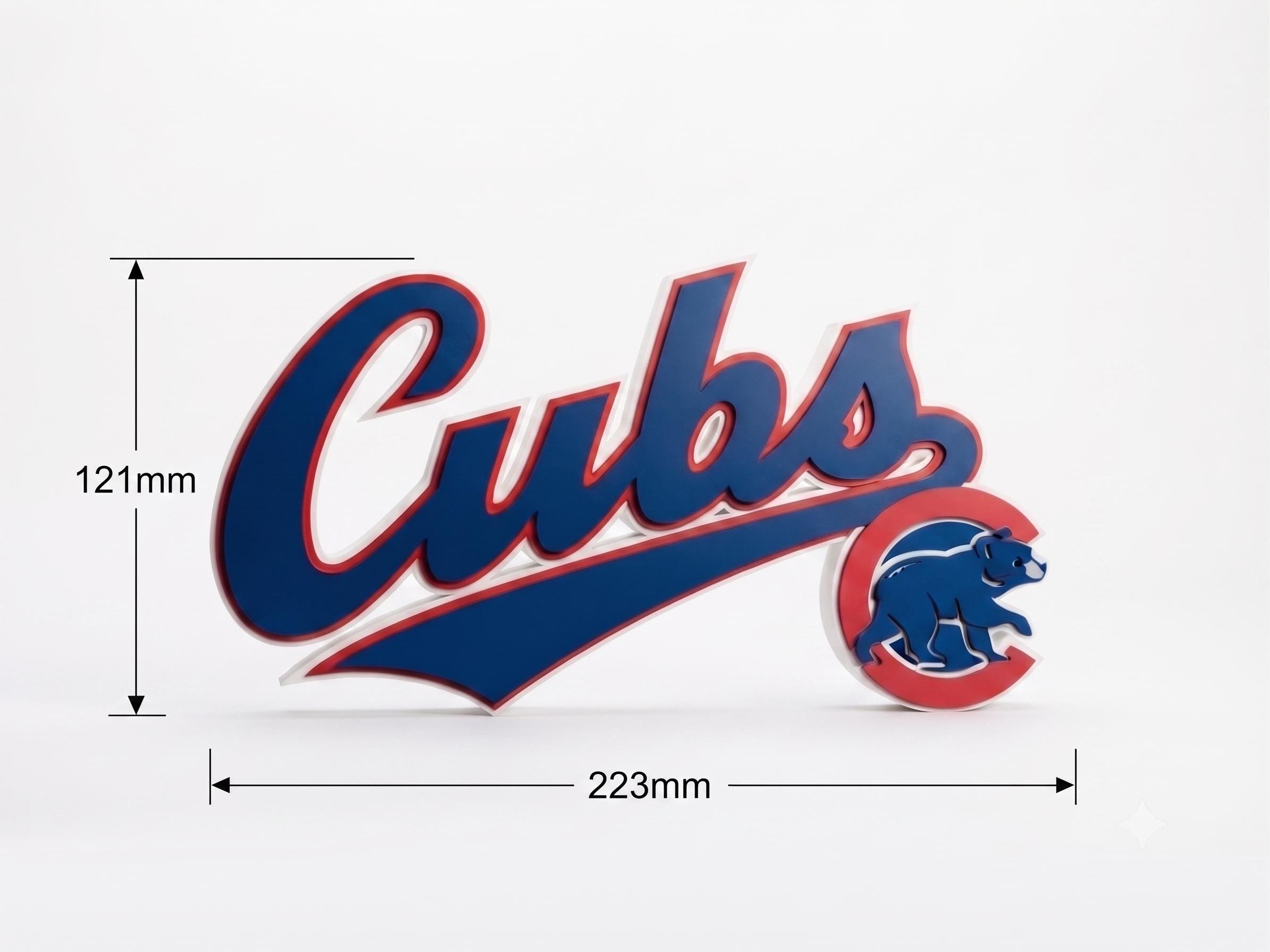 Chicago Cubs 3D Printed Desk Decor | MLB Cubs Logo Shelf Sign | Baseball Fan Office & Room Decor | Sports Memorabilia Gift