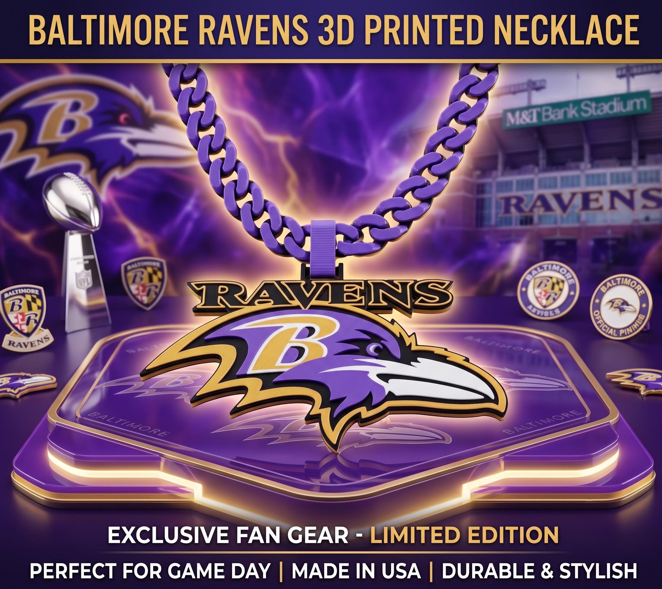Baltimore Ravens Necklace | NFL Chunky Football Fan Chain