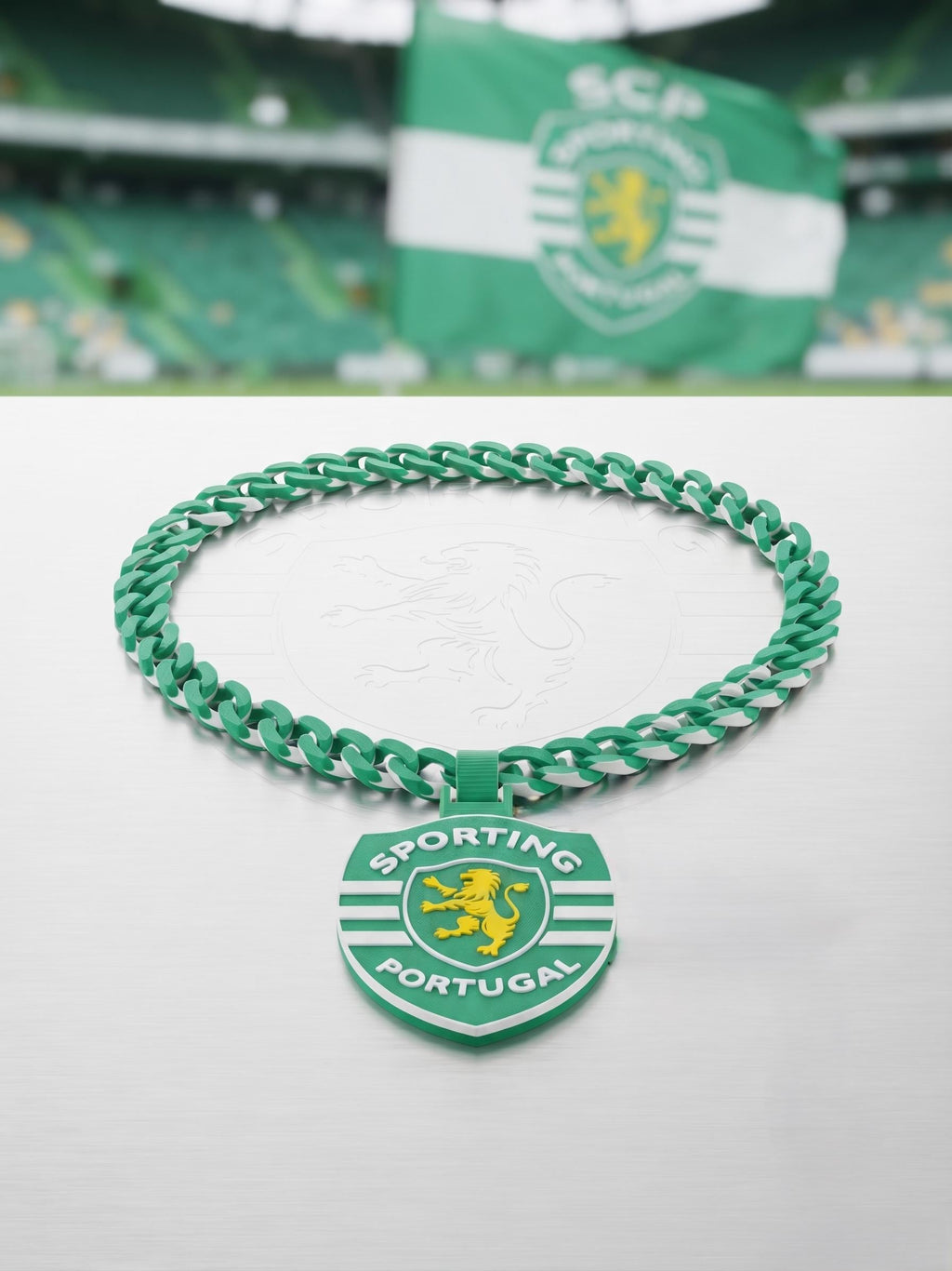 Sporting CP 3D Printed Necklace | Sporting Lisbon Fan Chain & Pendant | Football Supporter Jewelry | Soccer Stadium Game Day Gift