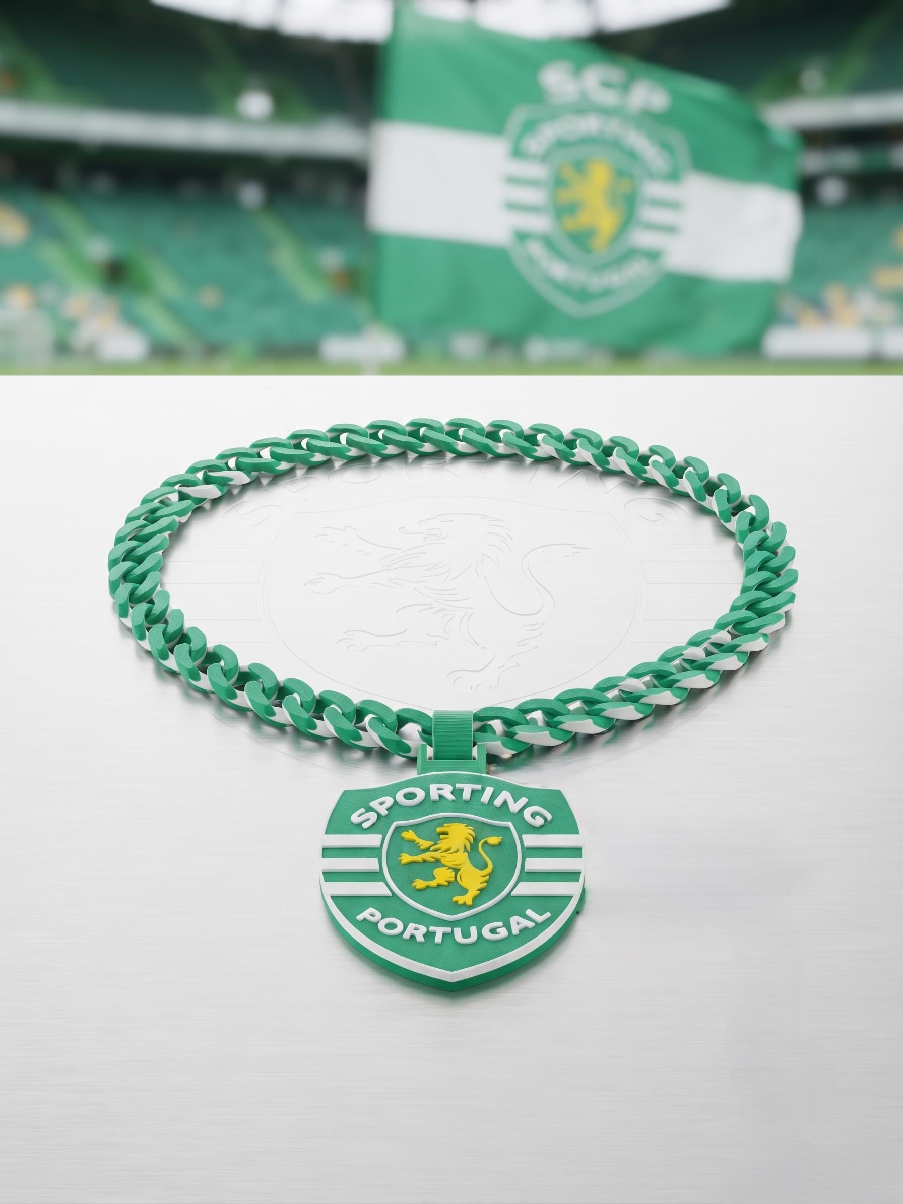Sporting CP 3D Printed Necklace | Sporting Lisbon Fan Chain & Pendant | Football Supporter Jewelry | Soccer Stadium Game Day Gift