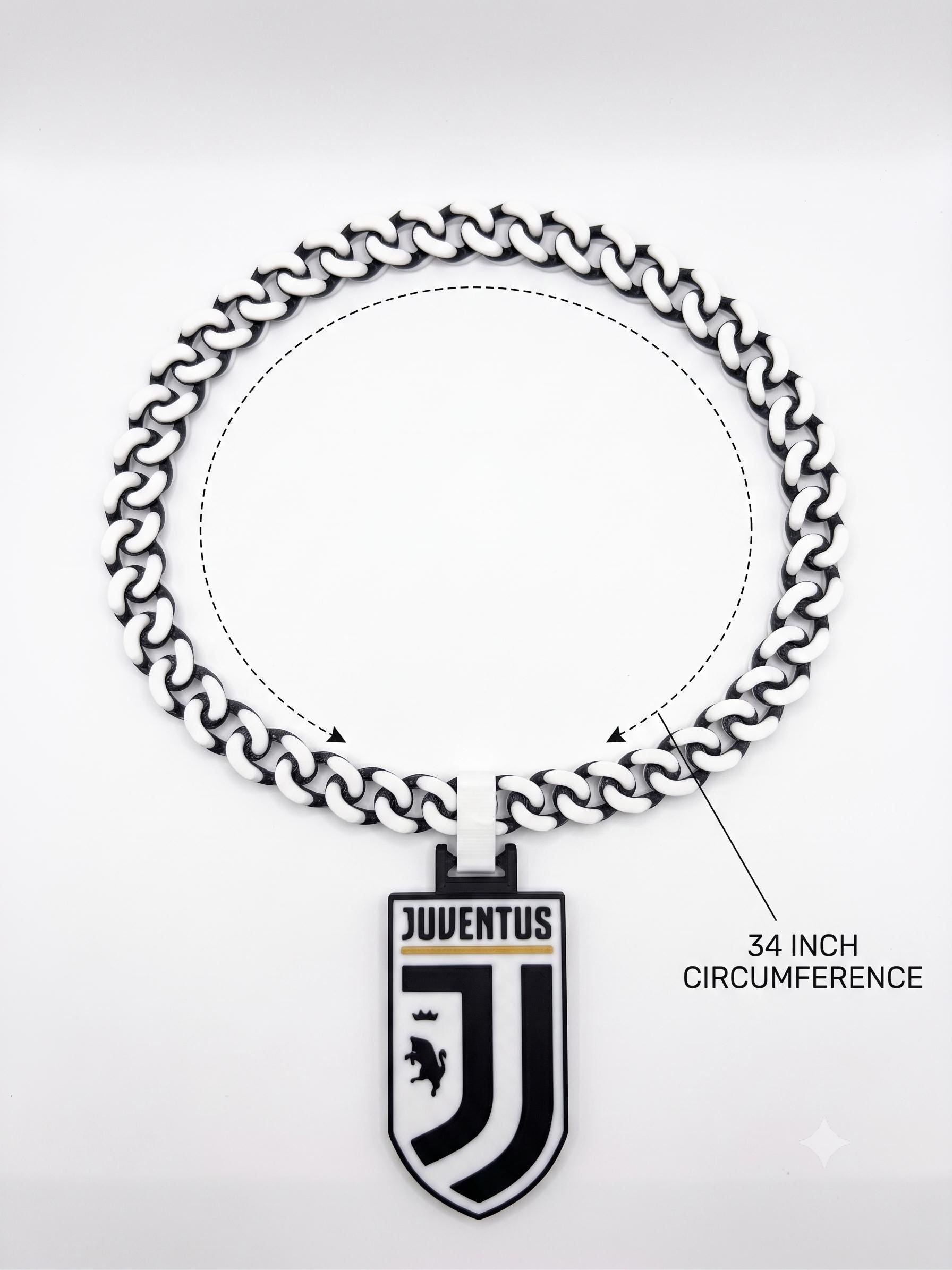 Juventus 3D Printed Chain Necklace | Serie A Soccer Fan Gift, Football Club Pendant, Sports Jewelry, Men Women Unisex Supporters Fan Gear