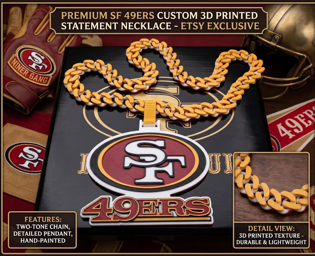 San Francisco 49ers Statement Necklace | NFL Oversized Chunky Chain 34"