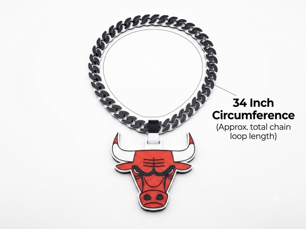 Chicago Bulls Necklace | 3D Printed Chunky 34" Basketball Chain | NBA Fan Pendant | Sports Fan Gift | Game Day Hip Hop Jewelry