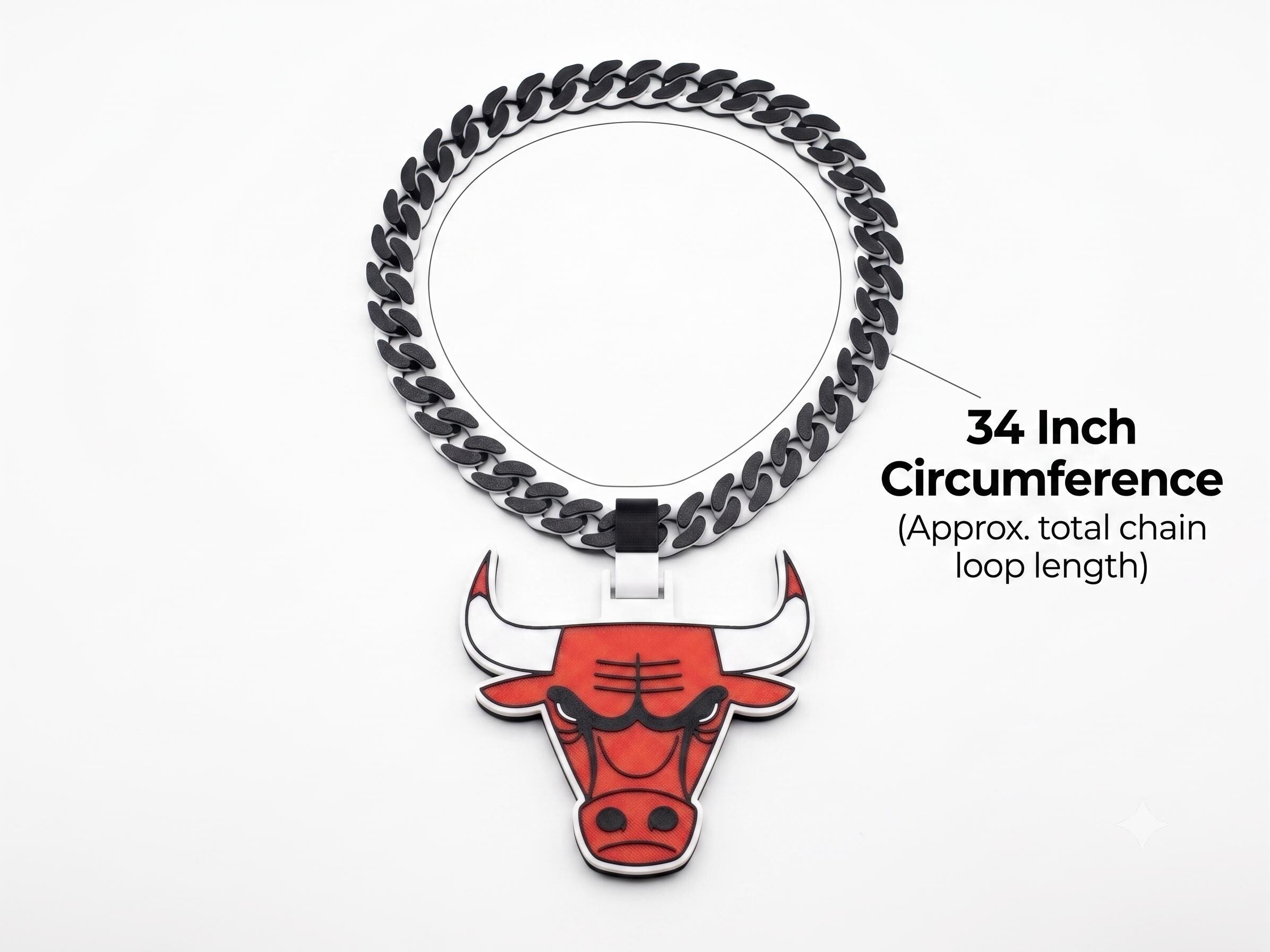 Chicago Bulls Necklace | 3D Printed Chunky 34" Basketball Chain | NBA Fan Pendant | Sports Fan Gift | Game Day Hip Hop Jewelry