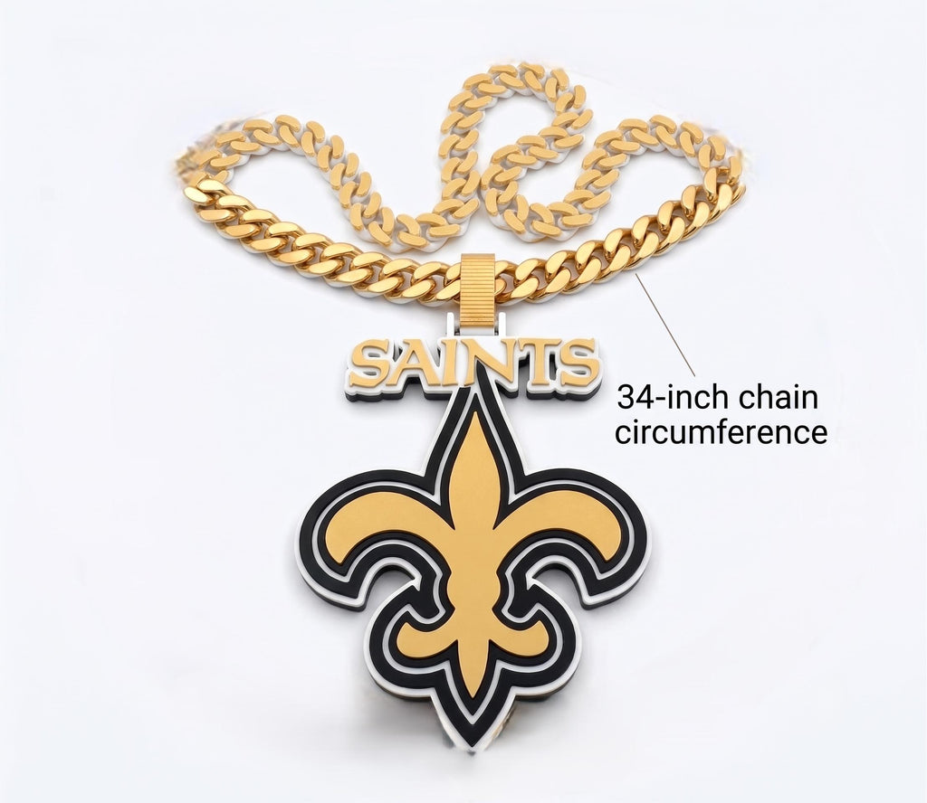 New Orleans Saints Necklace | 34" Gold Color  NFL Football Chain | Who Dat Nation Gift