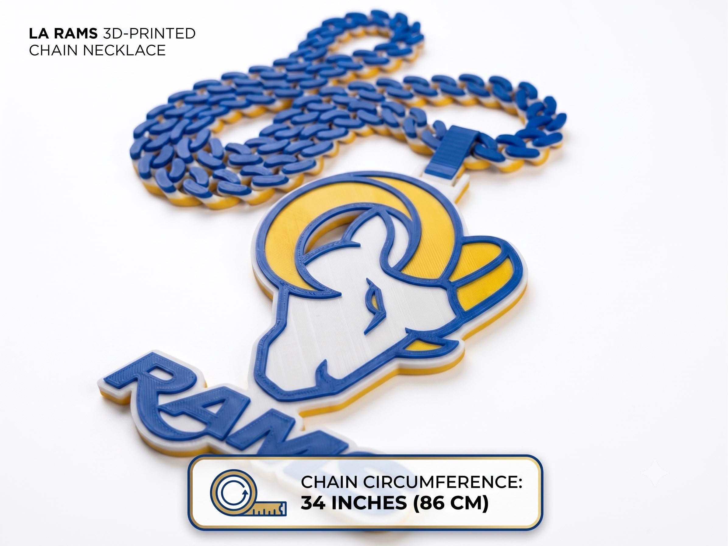 LA Rams Chain Necklace | NFL Los Angeles Football Pendant
