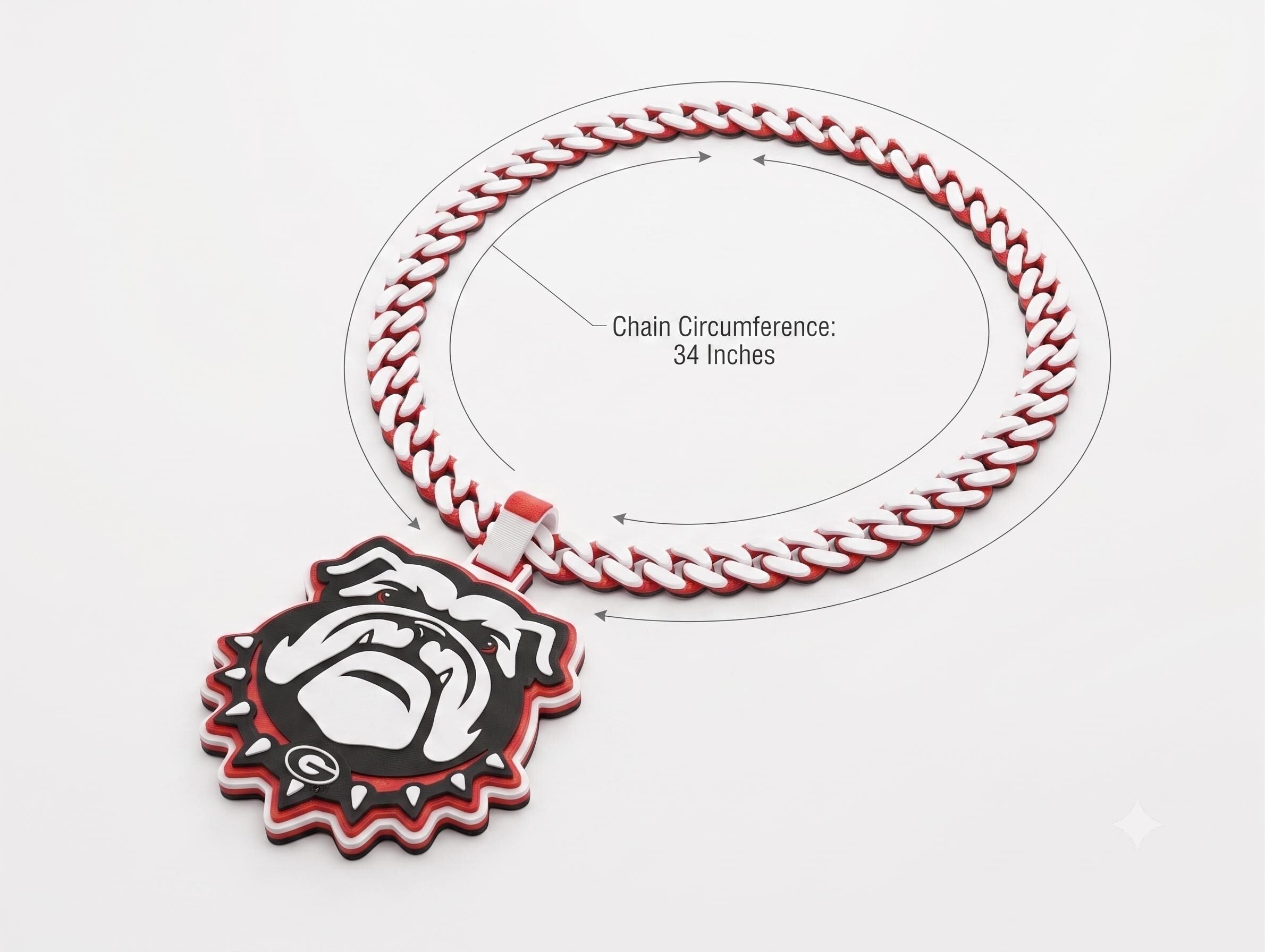 Georgia Bulldogs Statement Necklace | SEC 34" Chain UGA Game Day Fan Gear