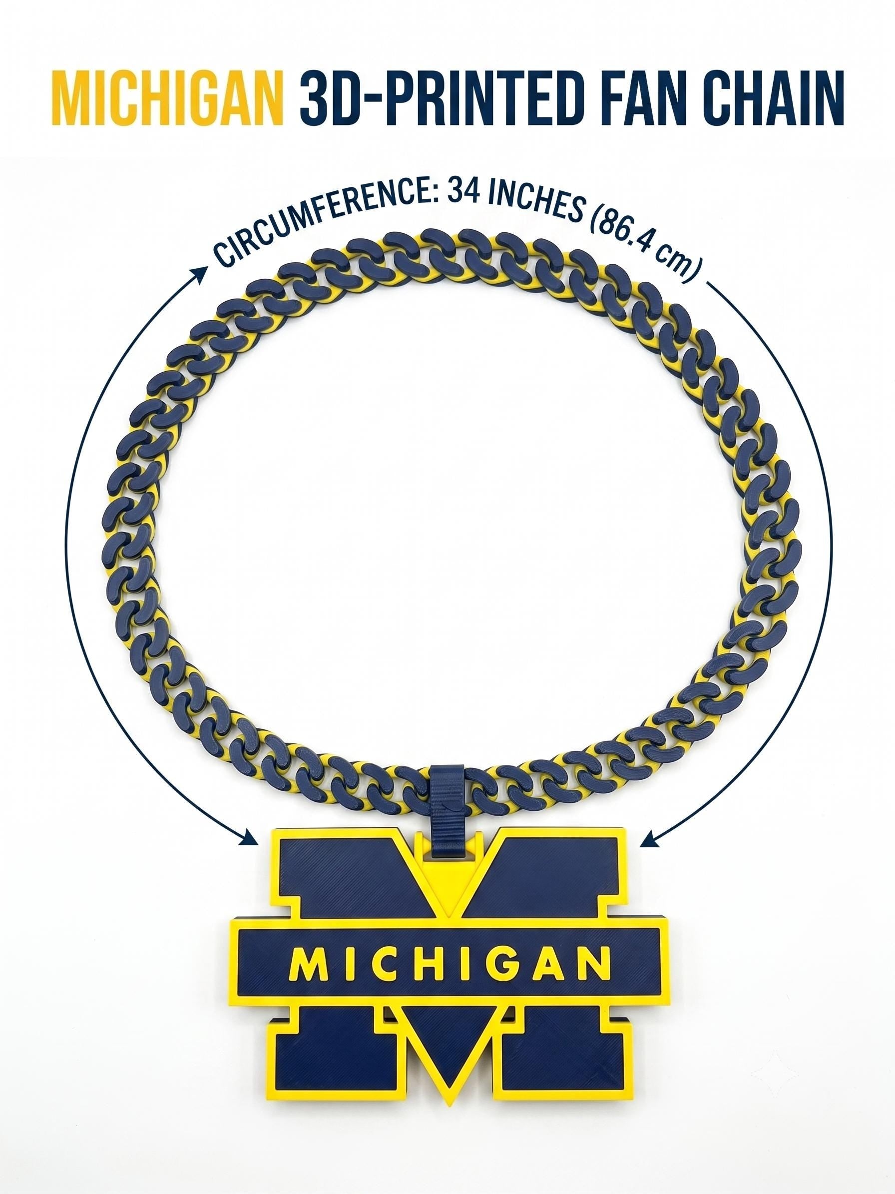 Michigan Fan Chain | College Football Wolverines Football Necklace